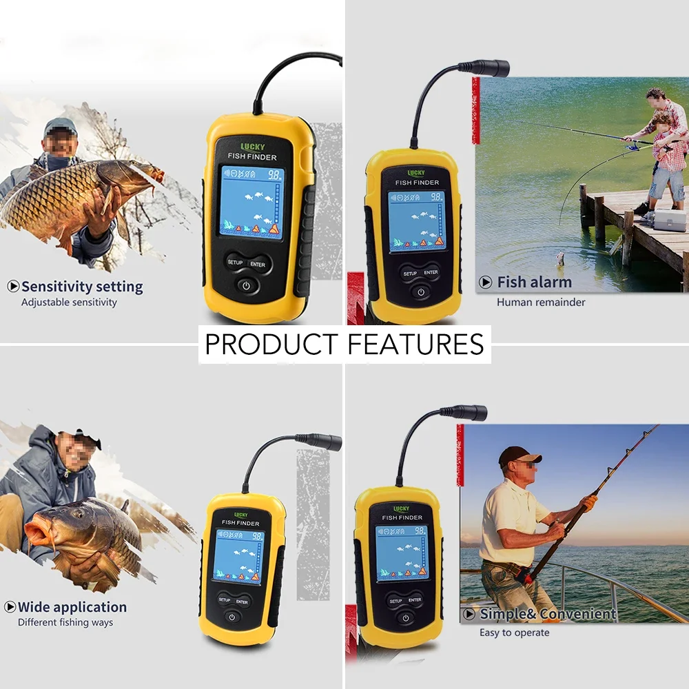 Lucky LCD Color Screen Portabl - Fish Finder Transducer avaliação e preço