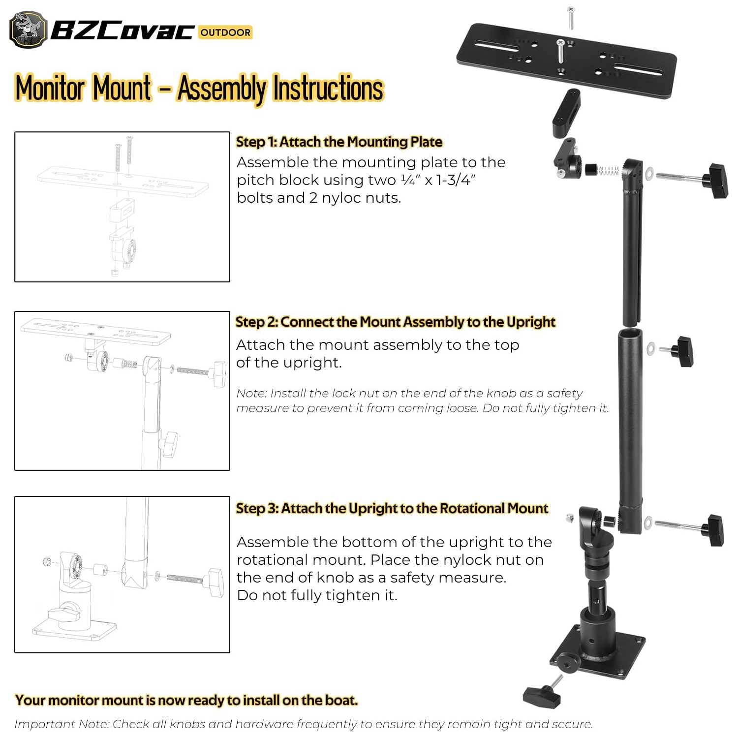 Marine Anodized Aluminum Monit - Fish Finder Mount avaliação e preço