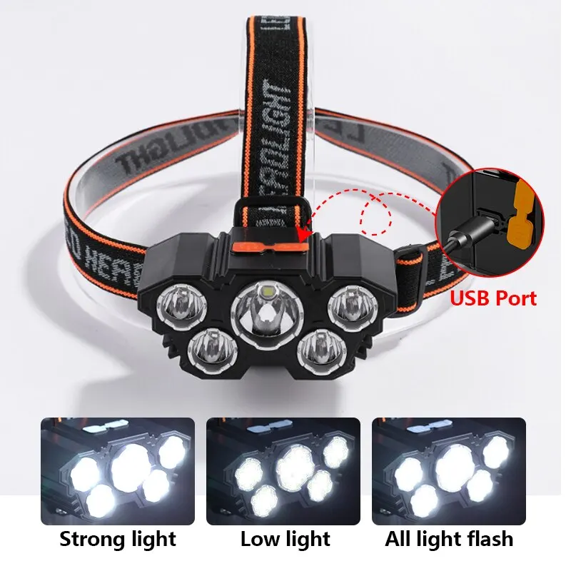 Rechargeable 5 LED Headlamp St - Fish Finder Battery avaliação e preço