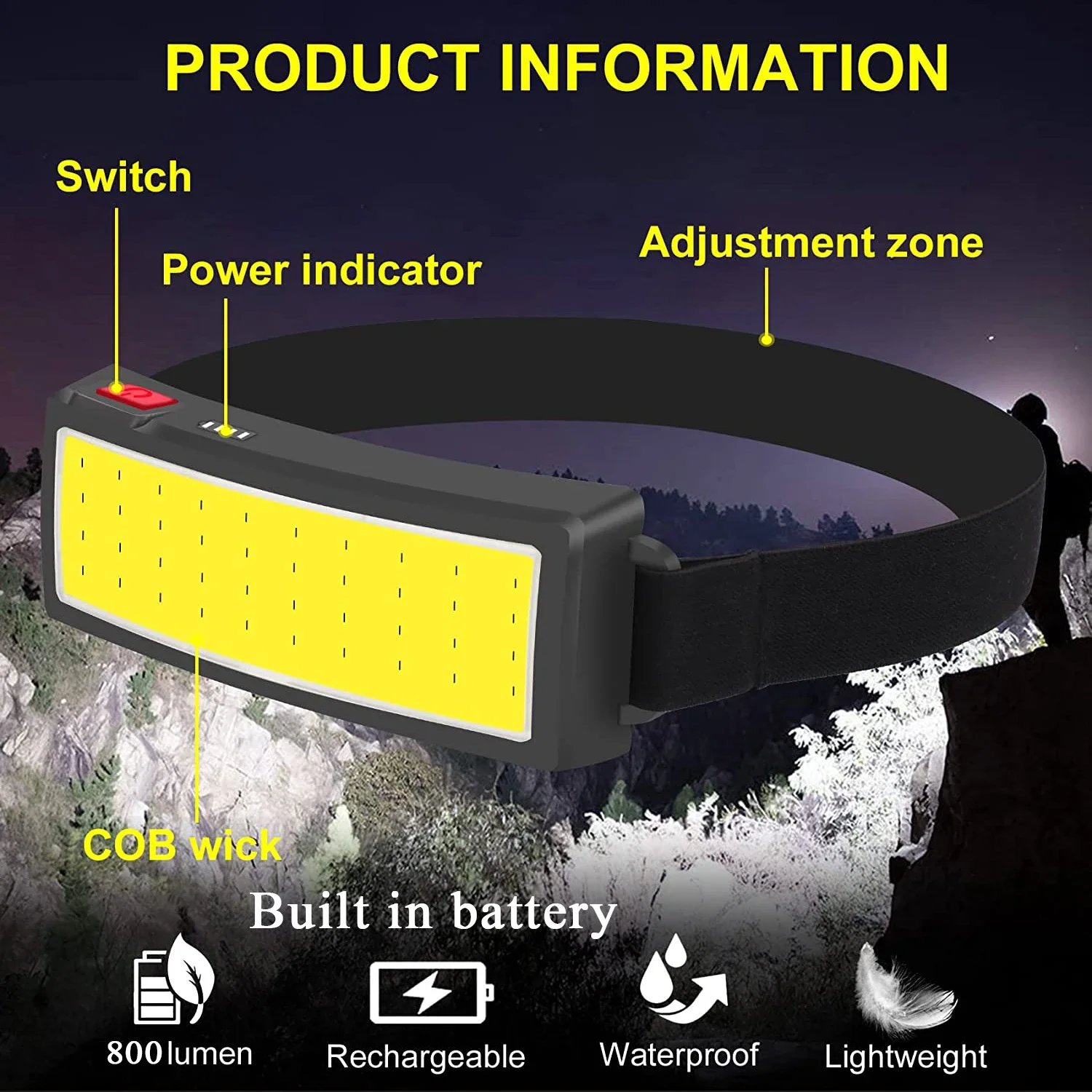 COB Portable LED Headlights Ou - Fish Finder Battery avaliação e preço